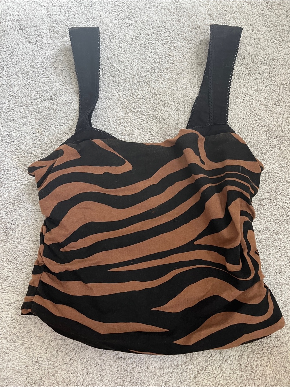 Free People Brown and Black Zebra Print Tank Top